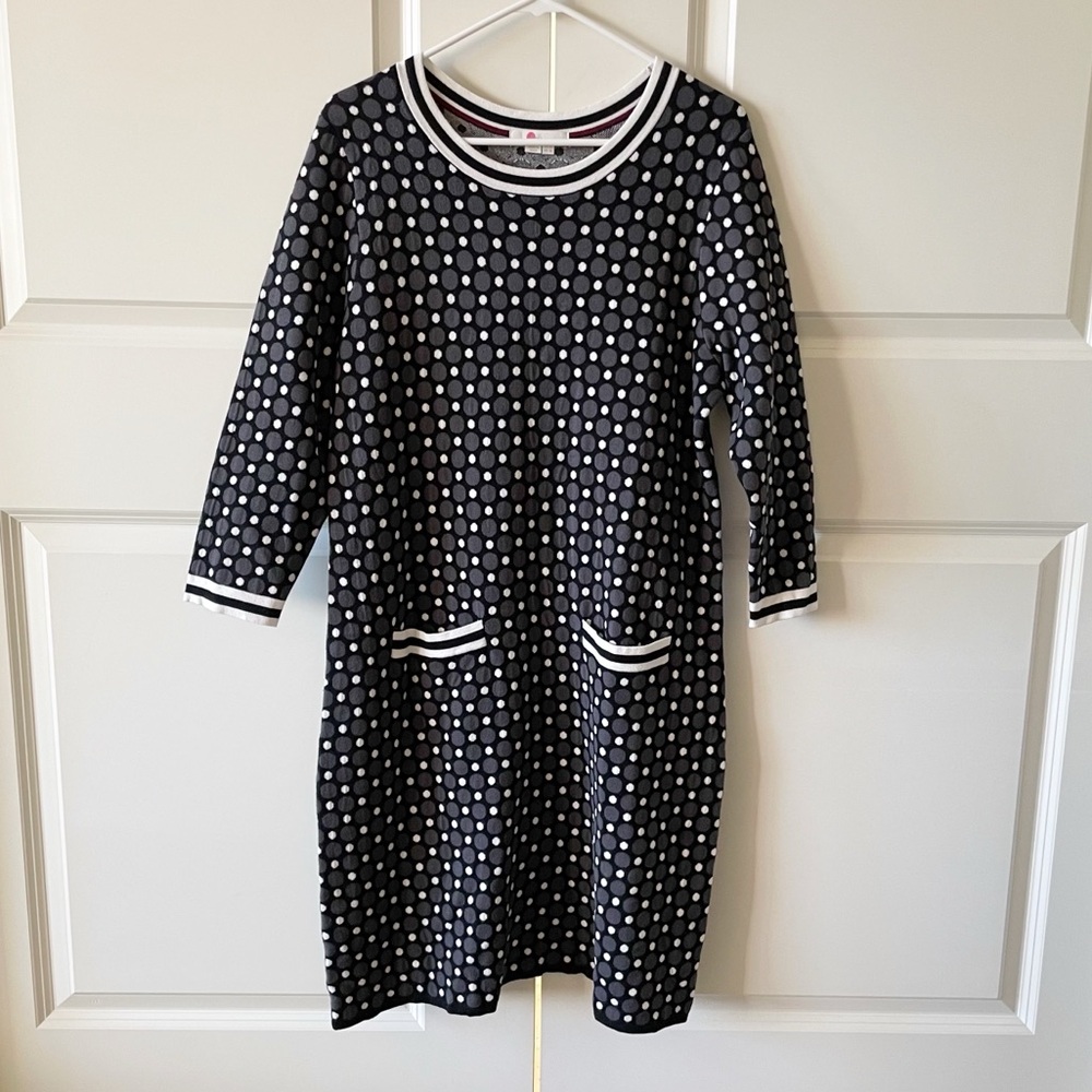 Boden Polka Dot Black and Gray Sweater Dress Size 16 - Picture 3 of 16